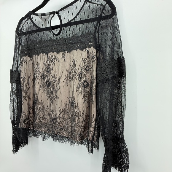 Honey & t Black Lace Crochet Whimsigoth Fairy Grunge Romantic‎ Top Size M Sheer - Picture 8 of 13